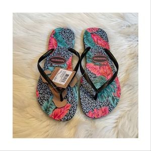 Havaianas Slim Animal Floral Print Flip Flops - NWT - Size 11/12